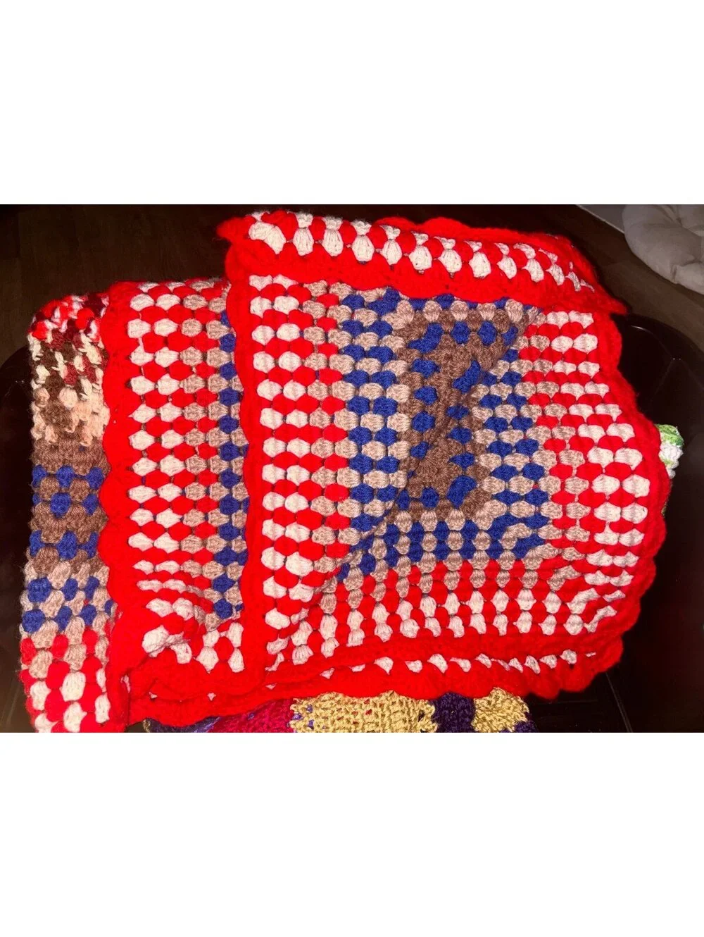 Handmade vintage crochet blanket Grannycore cottagecore